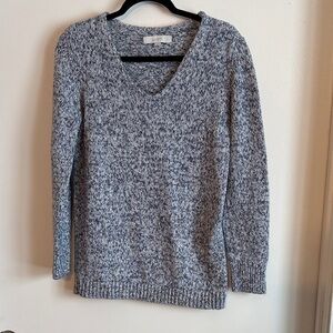 LOFT Women's Marled Gray V-Neck Sweater size L